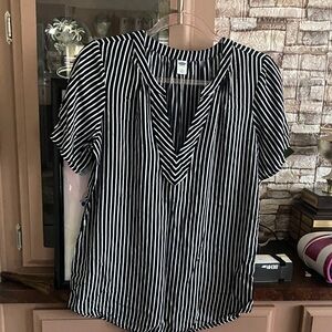 Old Navy Black and White Striped Blouse